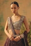 Basanti - Kapde Aur Koffee Purple Tissue Sequins, Crystals, Beads The Winewood Whisper Lehenga Set Online at Aza Fashions Basanti - Kapde Aur Koffee_Purple Tissue Sequins, Crystals, Beads The Winewood Whisper Lehenga Set _Online_at_Aza_Fashions