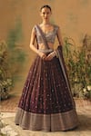 Buy Basanti - Kapde Aur Koffee Purple Tissue Sequins, Crystals, Beads The Winewood Whisper Lehenga Set at Aza Fashions Buy_Basanti - Kapde Aur Koffee_Purple Tissue Sequins, Crystals, Beads The Winewood Whisper Lehenga Set _at_Aza_Fashions