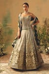 Buy Basanti - Kapde Aur Koffee Green Brocade Sequins, Stones, Beads, Zari, The Sage Bloom Lehenga Set at Aza Fashions Buy_Basanti - Kapde Aur Koffee_Green Brocade Sequins, Stones, Beads, Zari, The Sage Bloom Lehenga Set _at_Aza_Fashions