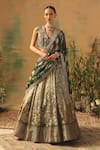 Buy Basanti - Kapde Aur Koffee Green Brocade Sequins, Beads, Zari V-neck The Olive Blush Lehenga Set at Aza Fashions Buy_Basanti - Kapde Aur Koffee_Green Brocade Sequins, Beads, Zari V-neck The Olive Blush Lehenga Set _at_Aza_Fashions