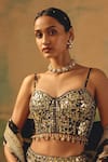 Basanti - Kapde Aur Koffee Brown Brocade Sequins, Beads, Mirrors, Embroidery, The Wild Fern Lehenga Set Online at Aza Fashions Basanti - Kapde Aur Koffee_Brown Brocade Sequins, Beads, Mirrors, Embroidery, The Wild Fern Lehenga Set _Online_at_Aza_Fashions