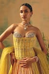 Shop Basanti - Kapde Aur Koffee Yellow Georgette Sequins, Stones Sweetheart Neck The Wild Mariposa Lehenga Set Online at Aza Fashions Shop_Basanti - Kapde Aur Koffee_Yellow Georgette Sequins, Stones Sweetheart Neck The Wild Mariposa Lehenga Set _Online_at_Aza_Fashions