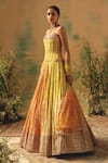 Buy Basanti - Kapde Aur Koffee Yellow Georgette Sequins, Stones Sweetheart Neck The Wild Mariposa Lehenga Set Buy_Basanti - Kapde Aur Koffee_Yellow Georgette Sequins, Stones Sweetheart Neck The Wild Mariposa Lehenga Set