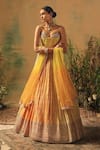 Shop Basanti - Kapde Aur Koffee Yellow Georgette Sequins, Stones Sweetheart Neck The Wild Mariposa Lehenga Set Shop_Basanti - Kapde Aur Koffee_Yellow Georgette Sequins, Stones Sweetheart Neck The Wild Mariposa Lehenga Set