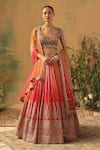 Buy Basanti - Kapde Aur Koffee Pink Tissue Beads, Crystals, Sequins, Embroidery The Rose And Rain Lehenga Set at Aza Fashions Buy_Basanti - Kapde Aur Koffee_Pink Tissue Beads, Crystals, Sequins, Embroidery The Rose And Rain Lehenga Set _at_Aza_Fashions
