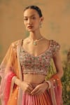 Shop Basanti - Kapde Aur Koffee Pink Tissue Beads, Crystals, Sequins, Embroidery The Rose And Rain Lehenga Set Online at Aza Fashions Shop_Basanti - Kapde Aur Koffee_Pink Tissue Beads, Crystals, Sequins, Embroidery The Rose And Rain Lehenga Set _Online_at_Aza_Fashions