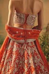 Basanti - Kapde Aur Koffee Orange Organza Sequins, Beads, Crystals Halter The Saffron Mirage Lehenga Set at Aza Fashions Basanti - Kapde Aur Koffee_Orange Organza Sequins, Beads, Crystals Halter The Saffron Mirage Lehenga Set _at_Aza_Fashions