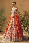 Buy Basanti - Kapde Aur Koffee Orange Organza Sequins, Beads, Crystals Halter The Saffron Mirage Lehenga Set Buy_Basanti - Kapde Aur Koffee_Orange Organza Sequins, Beads, Crystals Halter The Saffron Mirage Lehenga Set