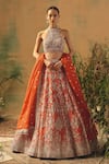 Buy Basanti - Kapde Aur Koffee Orange Organza Sequins, Beads, Crystals Halter The Saffron Mirage Lehenga Set at Aza Fashions Buy_Basanti - Kapde Aur Koffee_Orange Organza Sequins, Beads, Crystals Halter The Saffron Mirage Lehenga Set _at_Aza_Fashions