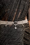 Shop Tarun Tahiliani Silver Pearls, Crystals, Brooches Jewelled Belt Online at Aza Fashions Shop_Tarun Tahiliani_Silver Pearls, Crystals, Brooches Jewelled Belt _Online_at_Aza_Fashions