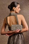 Buy_Tarun Tahiliani_Black Embroidery, Beads, Stones Mughal Inspired Clutch 