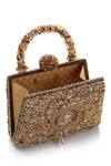 Buy_Tarun Tahiliani_Gold Embroidery, Stones, Beads, Sequins Zardozi Mughal Motif Clutch _Online_at_Aza_Fashions