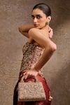 Buy Tarun Tahiliani Brown Embroidery, Beads, Stones, Sequins Floral Zardozi Clutch at Aza Fashions Buy_Tarun Tahiliani_Brown Embroidery, Beads, Stones, Sequins Floral Zardozi Clutch _at_Aza_Fashions