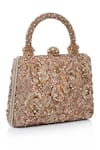 Shop Tarun Tahiliani Brown Embroidery, Beads, Stones, Sequins Floral Zardozi Clutch Online at Aza Fashions Shop_Tarun Tahiliani_Brown Embroidery, Beads, Stones, Sequins Floral Zardozi Clutch _Online_at_Aza_Fashions