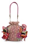 Shop Tarun Tahiliani Multi Color Embroidery, Stones, Beads, Tassels Kashida Potli Bag Online at Aza Fashions Shop_Tarun Tahiliani_Multi Color Embroidery, Stones, Beads, Tassels Kashida Potli Bag _Online_at_Aza_Fashions