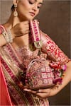 Shop Tarun Tahiliani Multi Color Embroidery, Stones, Beads, Tassels Kashida Potli Bag Online Shop_Tarun Tahiliani_Multi Color Embroidery, Stones, Beads, Tassels Kashida Potli Bag _Online