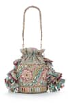 Shop Tarun Tahiliani Multi Color Embroidery, Beads, Stones, Tassels Mosaic Inspired Potli Bag Online at Aza Fashions Shop_Tarun Tahiliani_Multi Color Embroidery, Beads, Stones, Tassels Mosaic Inspired Potli Bag _Online_at_Aza_Fashions
