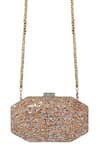 Shop_Tarun Tahiliani_Gold Sequins, Stones, Crystals Embroidered Octagonal Clutch _Online_at_Aza_Fashions