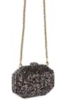 Tarun Tahiliani Chocolate Sequins, Crystals, Stones, Chains Embroidered Octagonal Clutch Online at Aza Fashions Tarun Tahiliani_Chocolate Sequins, Crystals, Stones, Chains Embroidered Octagonal Clutch _Online_at_Aza_Fashions