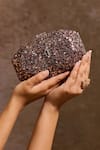 Shop Tarun Tahiliani Chocolate Sequins, Crystals, Stones, Chains Embroidered Octagonal Clutch Online at Aza Fashions Shop_Tarun Tahiliani_Chocolate Sequins, Crystals, Stones, Chains Embroidered Octagonal Clutch _Online_at_Aza_Fashions