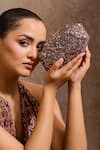 Buy Tarun Tahiliani Chocolate Sequins, Crystals, Stones, Chains Embroidered Octagonal Clutch at Aza Fashions Buy_Tarun Tahiliani_Chocolate Sequins, Crystals, Stones, Chains Embroidered Octagonal Clutch _at_Aza_Fashions