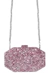 Tarun Tahiliani Blush Sequins, Stones, Chains Embroidered Octagonal Clutch at Aza Fashions Tarun Tahiliani_Blush Sequins, Stones, Chains Embroidered Octagonal Clutch _at_Aza_Fashions