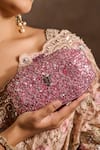 Buy Tarun Tahiliani Blush Sequins, Stones, Chains Embroidered Octagonal Clutch Buy_Tarun Tahiliani_Blush Sequins, Stones, Chains Embroidered Octagonal Clutch