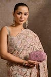 Shop Tarun Tahiliani Blush Sequins, Stones, Chains Embroidered Octagonal Clutch Shop_Tarun Tahiliani_Blush Sequins, Stones, Chains Embroidered Octagonal Clutch