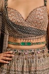Tarun Tahiliani Emerald Green Crystals, Brooches, Stones Jewelled Belt at Aza Fashions Tarun Tahiliani_Emerald Green Crystals, Brooches, Stones Jewelled Belt _at_Aza_Fashions