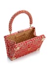 Tarun Tahiliani Red Beads, Stones, Tassels Beaded Handle Brocade Clutch Bag Online at Aza Fashions Tarun Tahiliani_Red Beads, Stones, Tassels Beaded Handle Brocade Clutch Bag _Online_at_Aza_Fashions