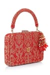Shop Tarun Tahiliani Red Beads, Stones, Tassels Beaded Handle Brocade Clutch Bag Online at Aza Fashions Shop_Tarun Tahiliani_Red Beads, Stones, Tassels Beaded Handle Brocade Clutch Bag _Online_at_Aza_Fashions