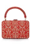 Tarun Tahiliani Red Beads, Stones, Tassels Beaded Handle Brocade Clutch Bag at Aza Fashions Tarun Tahiliani_Red Beads, Stones, Tassels Beaded Handle Brocade Clutch Bag _at_Aza_Fashions