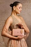 Tarun Tahiliani Pink Beads, Stones, Tassels Beaded Handle Floral Brocade Clutch Bag at Aza Fashions Tarun Tahiliani_Pink Beads, Stones, Tassels Beaded Handle Floral Brocade Clutch Bag _at_Aza_Fashions
