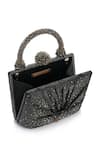 Tarun Tahiliani Black Rhinestones, Beads Draped Foil Jersey Embellished Clutch Bag Online at Aza Fashions Tarun Tahiliani_Black Rhinestones, Beads Draped Foil Jersey Embellished Clutch Bag _Online_at_Aza_Fashions