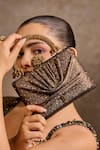 Buy Tarun Tahiliani Brown Rhinestones, Beads, Stones Draped Foil Jersey Embellished Clutch Bag Online at Aza Fashions Buy_Tarun Tahiliani_Brown Rhinestones, Beads, Stones Draped Foil Jersey Embellished Clutch Bag _Online_at_Aza_Fashions