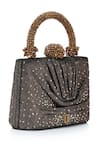 Tarun Tahiliani Brown Rhinestones, Beads, Stones Draped Foil Jersey Embellished Clutch Bag at Aza Fashions Tarun Tahiliani_Brown Rhinestones, Beads, Stones Draped Foil Jersey Embellished Clutch Bag _at_Aza_Fashions