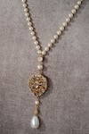 Buy_Tarun Tahiliani_Gold Plated Pearl Chain Lariat Necklace _Online_at_Aza_Fashions