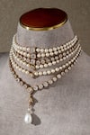 Shop Tarun Tahiliani Gold Plated Pearl And Zircon Multi Layered Choker Necklace at Aza Fashions Shop_Tarun Tahiliani_Gold Plated Pearl And Zircon Multi Layered Choker Necklace _at_Aza_Fashions