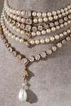 Tarun Tahiliani Gold Plated Pearl And Zircon Multi Layered Choker Necklace Online at Aza Fashions Tarun Tahiliani_Gold Plated Pearl And Zircon Multi Layered Choker Necklace _Online_at_Aza_Fashions