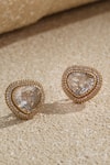 Shop Tarun Tahiliani Gold Plated Crystals, Faux Diamonds, Stones Zircon Embellished Stud Earrings at Aza Fashions Shop_Tarun Tahiliani_Gold Plated Crystals, Faux Diamonds, Stones Zircon Embellished Stud Earrings _at_Aza_Fashions