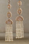 Tarun Tahiliani Gold Plated Stones, Faux Diamonds, Pearls, Tassels Embellished Kanauti Earrings Online at Aza Fashions Tarun Tahiliani_Gold Plated Stones, Faux Diamonds, Pearls, Tassels Embellished Kanauti Earrings _Online_at_Aza_Fashions