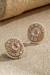 Shop Tarun Tahiliani Gold Plated Pearls, Stones, Crystals Handcrafted Embellished Stud Earrings at Aza Fashions Shop_Tarun Tahiliani_Gold Plated Pearls, Stones, Crystals Handcrafted Embellished Stud Earrings _at_Aza_Fashions