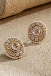 Tarun Tahiliani Gold Plated Pearls, Stones, Crystals Handcrafted Embellished Stud Earrings Online at Aza Fashions Tarun Tahiliani_Gold Plated Pearls, Stones, Crystals Handcrafted Embellished Stud Earrings _Online_at_Aza_Fashions