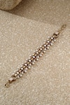 Shop_Tarun Tahiliani_Gold Plated Pearls, Diamonds, Stones Embellished Bracelet _at_Aza_Fashions