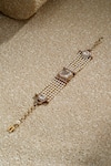 Shop_Tarun Tahiliani_Gold Plated Pearls, Diamonds, Stones, Crystals Handcrafted Embellished Bracelet _at_Aza_Fashions