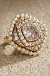Tarun Tahiliani Gold Plated Zari, Faux Diamonds, Rhombus Shaped Embellished Adjustable Ring Online at Aza Fashions Tarun Tahiliani_Gold Plated Zari, Faux Diamonds, Rhombus Shaped Embellished Adjustable Ring _Online_at_Aza_Fashions
