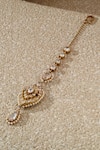 Shop Tarun Tahiliani Gold Plated Handcrafted Zircon Studded Maangtikka at Aza Fashions Shop_Tarun Tahiliani_Gold Plated Handcrafted Zircon Studded Maangtikka _at_Aza_Fashions