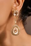 Tarun Tahiliani Gold Plated Diamonds, Pearls, Stones, Crystals Motif Drop Embellished Earrings Online at Aza Fashions Tarun Tahiliani_Gold Plated Diamonds, Pearls, Stones, Crystals Motif Drop Embellished Earrings _Online_at_Aza_Fashions