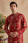 Buy Kalista Red Chanderi Silk Embroidery Zian Printed Floral Kurta And Churidar Set Online at Aza Fashions Buy_Kalista_Red Chanderi Silk Embroidery Zian Printed Floral Kurta And Churidar Set _Online_at_Aza_Fashions