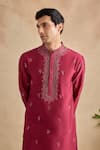 Buy_Kalista_Magenta Chanderi Silk Embroidery Aarsh Kurta And Churidar Set _Online_at_Aza_Fashions